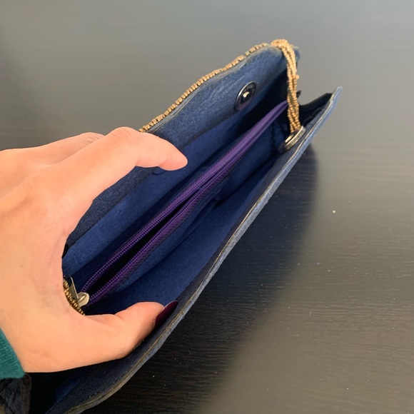 Never used ethnic clutch/purse in navy blue with gold embellishments. - Picture 4 of 4